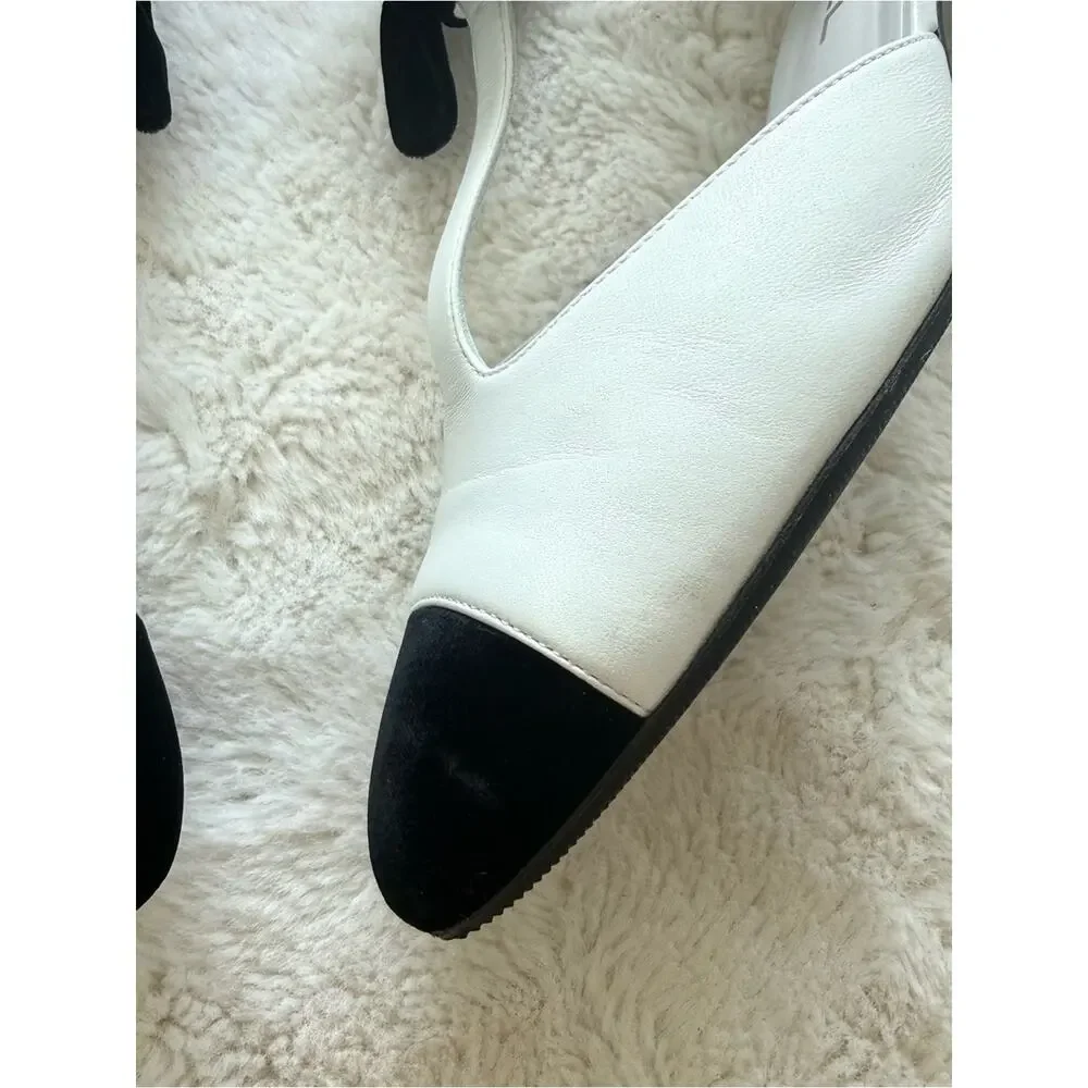 CHANEL white shoes with velvet black bow size 39 EU or 9 US Authentic - Picture 4 of 13